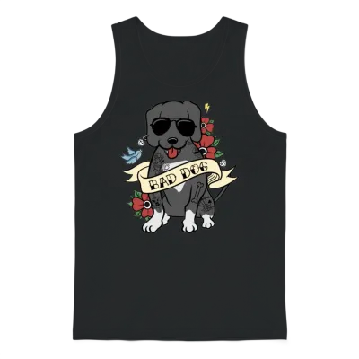 Bad Dog Tattoo Great Dane Unisex Tank Top - Black