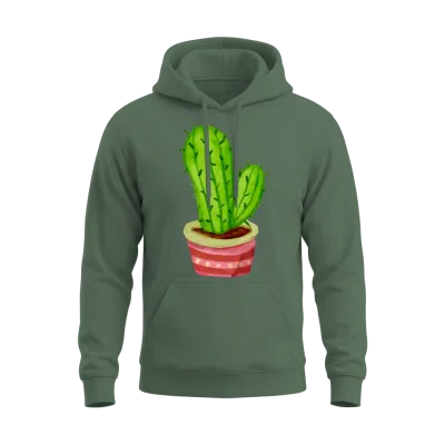 Cactus Plants Funny Unisex Hoodie - Military Green