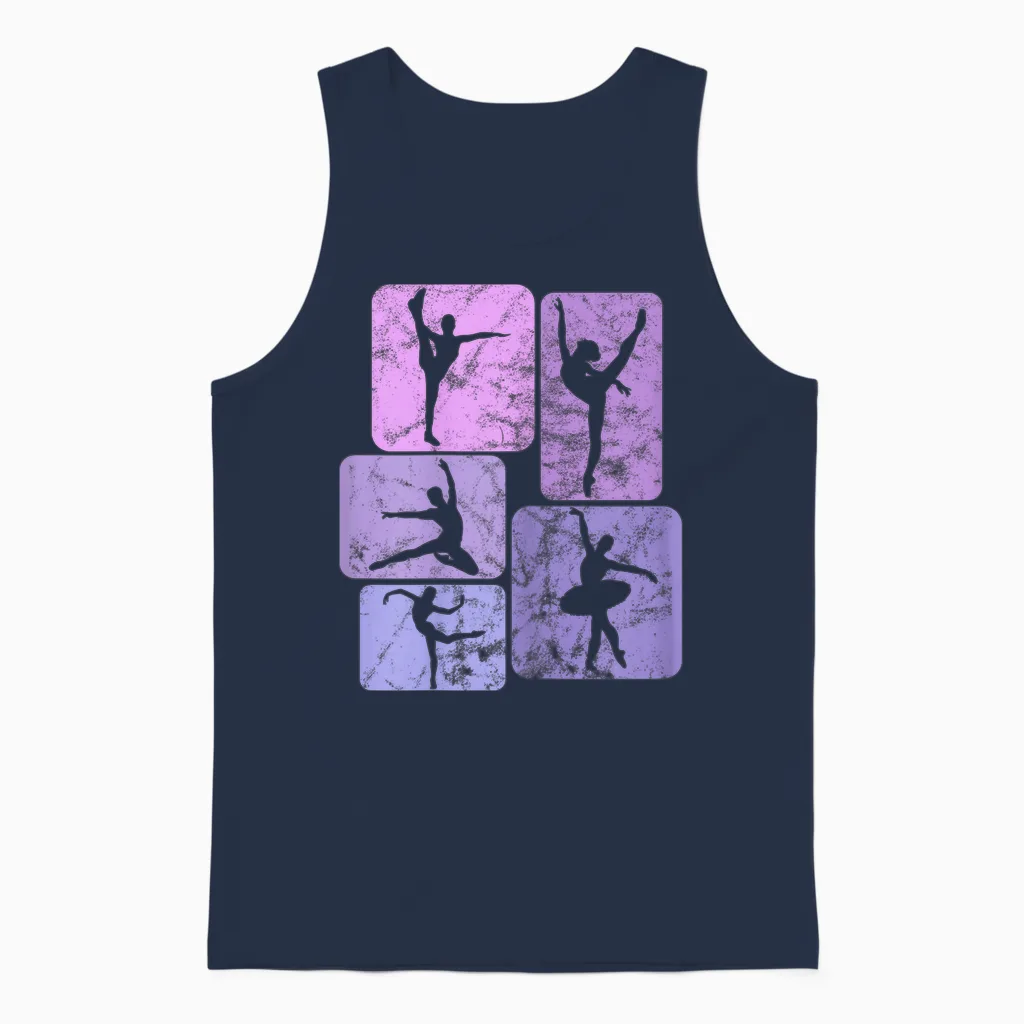 Dancer Ballet Girl's Ballerina T-Shirt, Black Unisex Tank Top in Navy