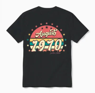 1970 August Retro Unisex T-Shirt - Black