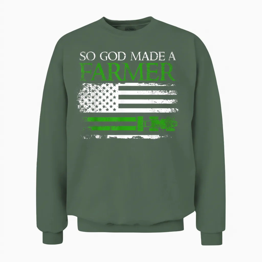 So God Made a Farmer, Farming Farmer Unisex Sweatshirt in Military Green
