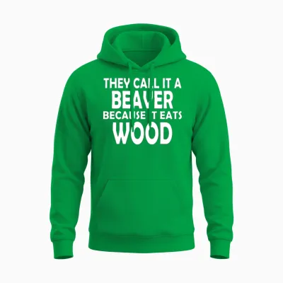 Beaver Wood Logo Funny Unisex Hoodie - Irish Green