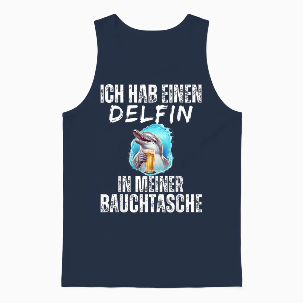Lustige Bier Und Trinksprüche Malle Shop - Delfin in Meiner Bauchtasche - Party Sommer T-Shirt Schwarz S Unisex Tank Top in Navy