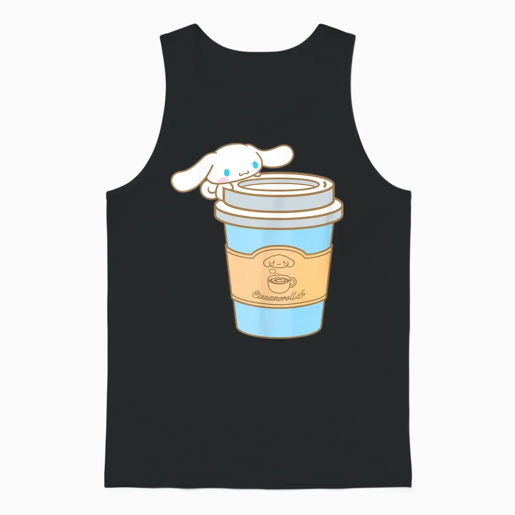 Cinnamoroll Cup of Coffee to Go Unisex Tank Top in Black