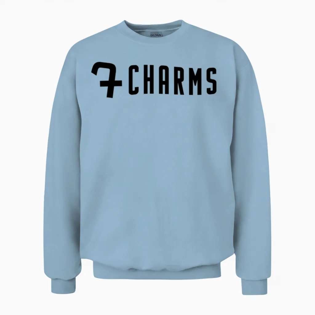7charms Logo Mono Black Unisex Sweatshirt in Light Blue