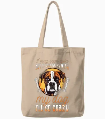 Boxer-Dog-Breeds Funny Sayings Dog Accessories Tote Bags - Natural