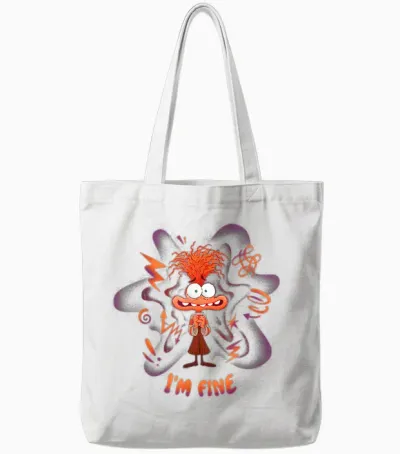 Disney and Pixar's Inside Out 2 Emotions Anxiety I'm Fine Tote Bags - White