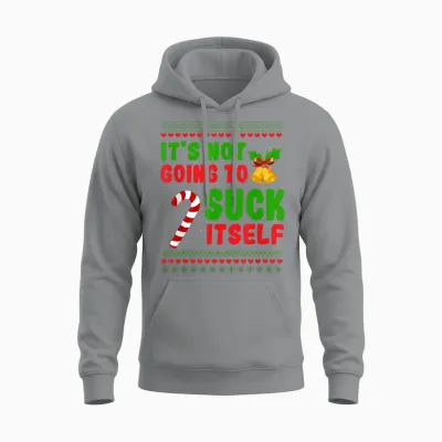 Dirty Santa Christmas Gifts for Adult It's Not Going to Suck Itself Candy Cane Unisex Hoodie - Sport Grey
