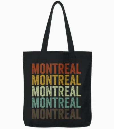 Montreal Canada Retro Vintage Tote Bags - Black