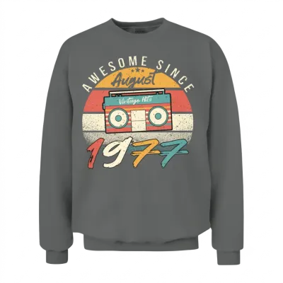 1977 July Retro Unisex Sweatshirt - Graphite Heather