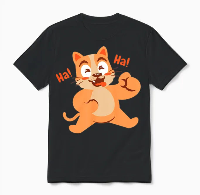 Funny Cat Laugh Lovers Gift Unisex T-Shirt in Black
