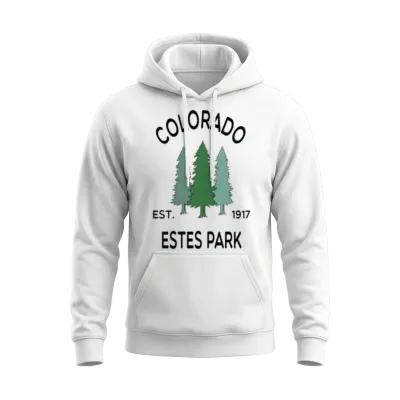 Retro Cool Estes Park Colorado Mountains Pine Unisex Hoodie - White