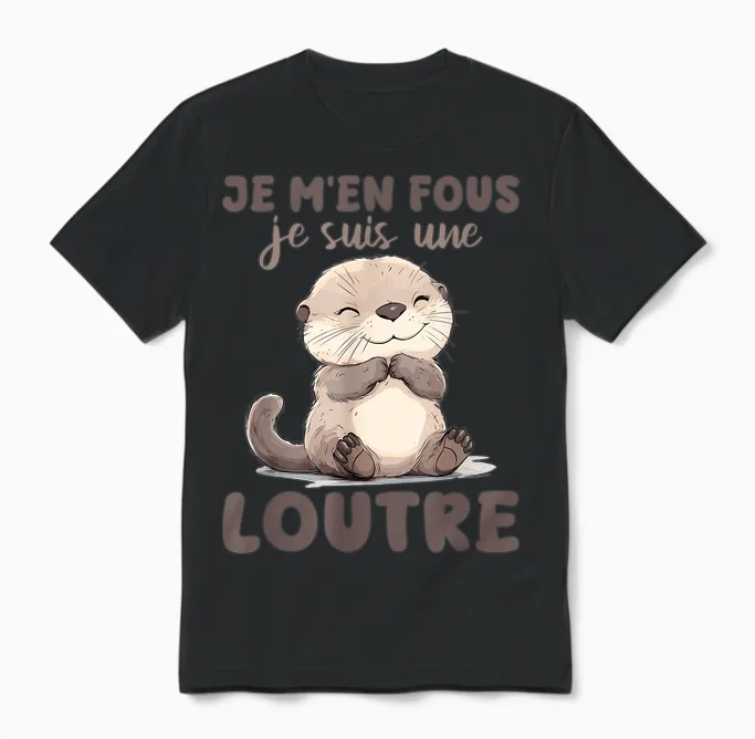 Je M'en Fous Je Suis Une Ottre Soft T-Shirt, White, S Unisex T-Shirt in Black