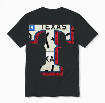 Texas Rangers License Plate Art Unisex T-Shirt - Black