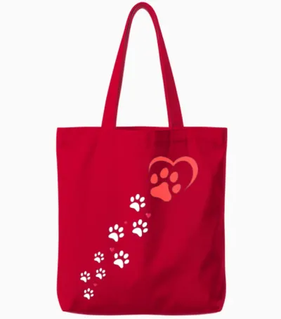 Dog Paw for Dog Owners Tote Bags - Red