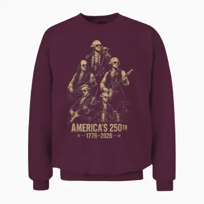 Founding Fathers Playing Guitar 4th July 250th Anniversary Unisex Sweatshirt - Maroon