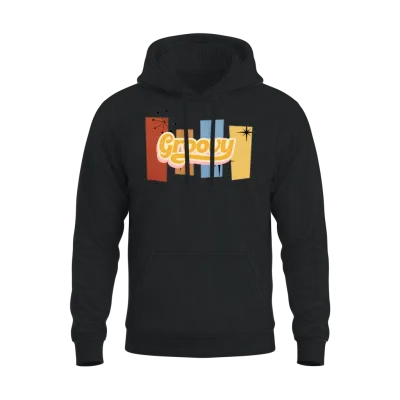 Retro Groovy Unisex Hoodie - Black