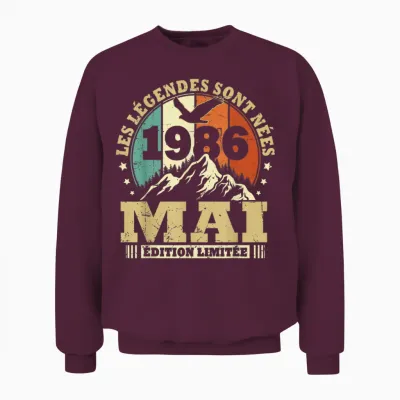 Les Légendes Sont Nées En Mai 1986 Anniversaire 40 Ans Unisex Sweatshirt - Maroon