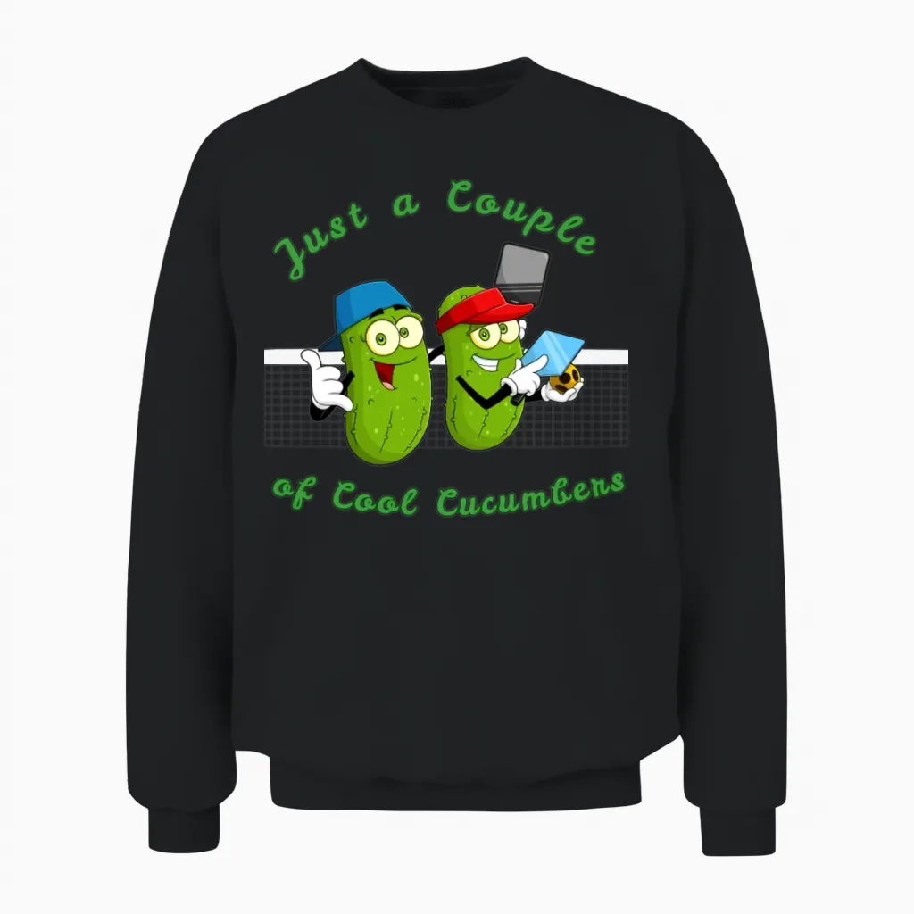 Pickles Playing Pickleball Just a Couple of Coo Unisex Sweatshirt in Black