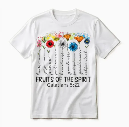 Fruits of the Spirit Galates 5 22 Verset Biblique Chrétien Unisex T-Shirt in White