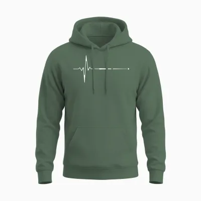Billiard Cue Heartbeat Unisex Hoodie - Military Green