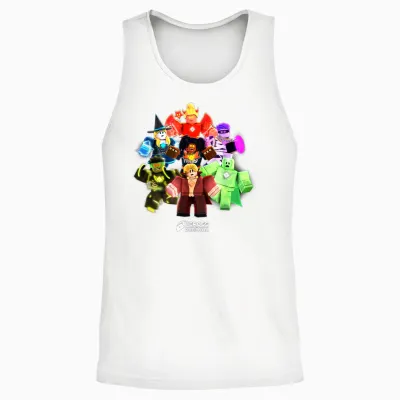 Roblox Halloween Heroes Black T-Shirt - Classic Fit, Crew Neck, Short Sleeve, Casual Unisex Tank Top - White