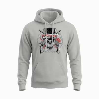 Guns N' Roses Offizieller Zylinderhut Mit Totenkopf Unisex Hoodie - Ash