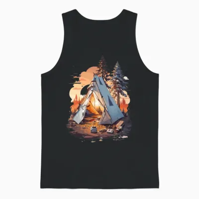 Fanny Tent Design . Cool Sunset in the Forest Unisex Tank Top - Black