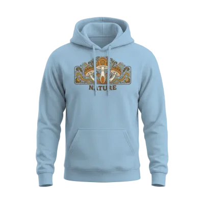 Retro Mushroom & Nature Pattern Guide Unisex Hoodie - Light Blue