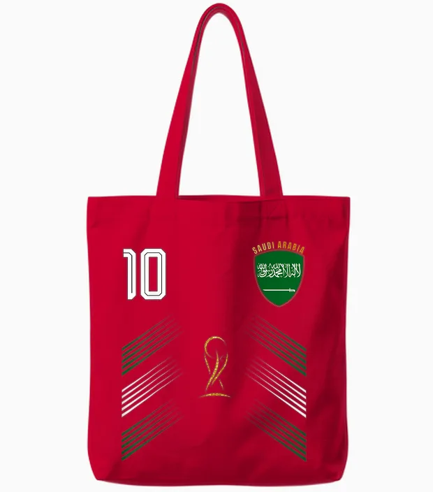 Saudi Arabia Flag Saudi Arabian Pride Lovers Retro Tote Bags in Red