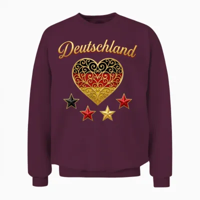 Deutschland Sterne Und Herz Germany Unisex Sweatshirt - Maroon