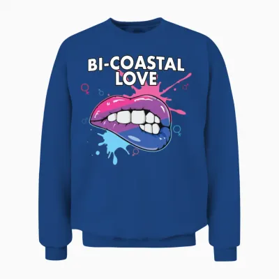 Bi-Coastal Love Bisexual Rainbow Pride Bisexuality Unisex Sweatshirt - Royal