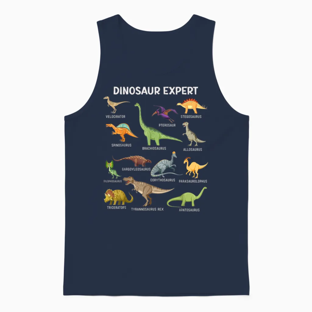 Dinosaur Boys Tee for Kids Adult Toddler Cute Mens Dinosaur Unisex Tank Top in Navy