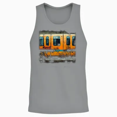 Trains Graffiti Style Street Art T-Shirt, Black Unisex Tank Top - Sport Grey