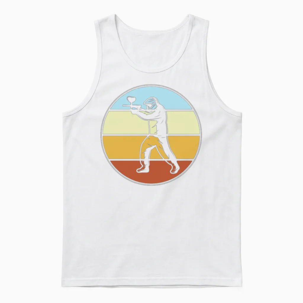 Paintball Retro Unisex Tank Top in White