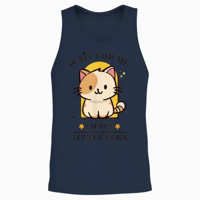 Funny Cat Lover Wait for Me I Have Little Legs Groovy Unisex Tank Top - Navy