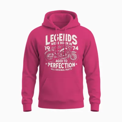 1974 Born Legends 50th Birthday Motorcycle Unisex Hoodie - Heliconia