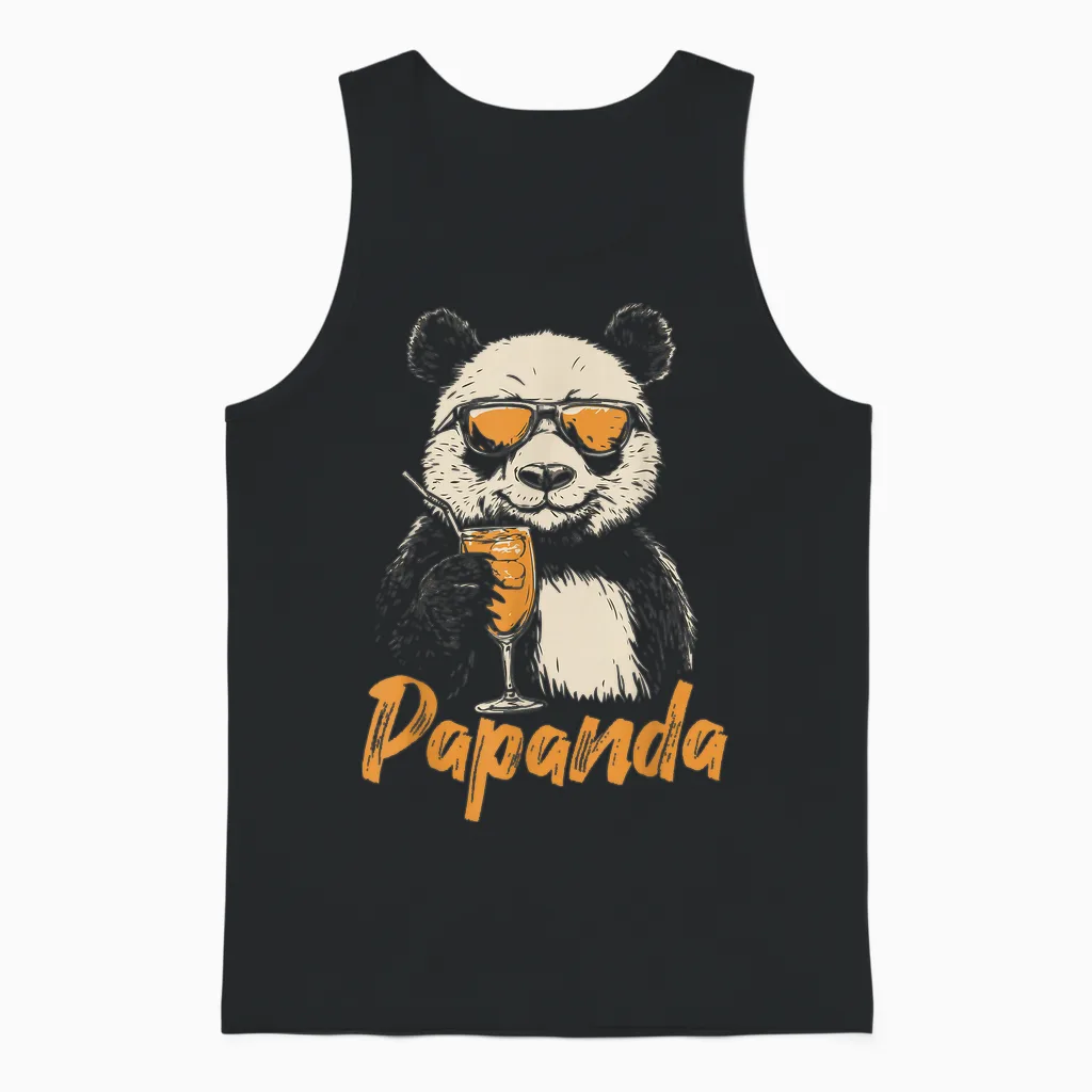 Papanda Lustiges Panda Papa Wortspiel Vatertag Unisex Tank Top in Black