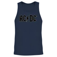 Ac/dc Black Logo with Lightning Bolt Unisex Tank Top - Navy – 2