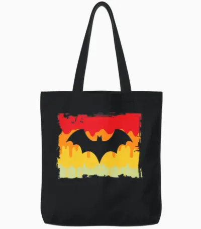 Bat Retro Tote Bags - Black