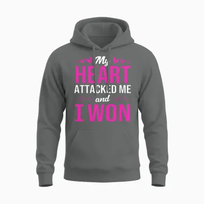 Heart Attack Survivor My Heart Attacked Me I Won Unisex Hoodie - Graphite Heather