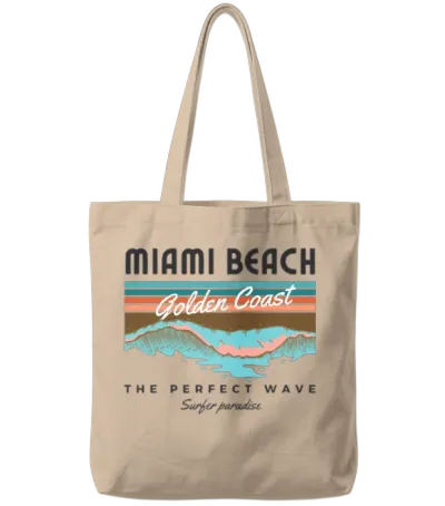 Retro Miami Beach Tote Bags - Natural