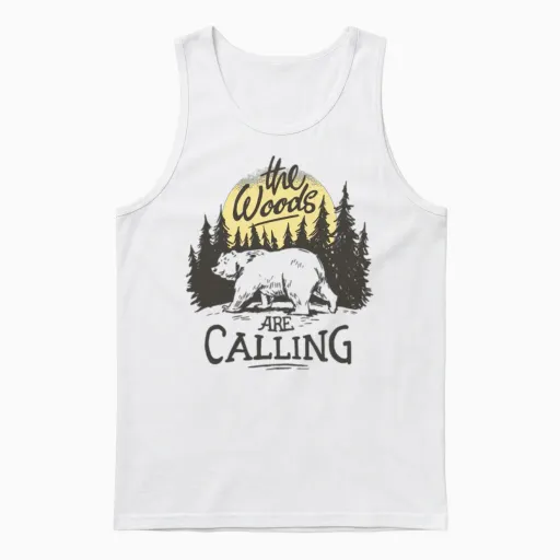 The Woods Are Calling Unisex Tank Top in White