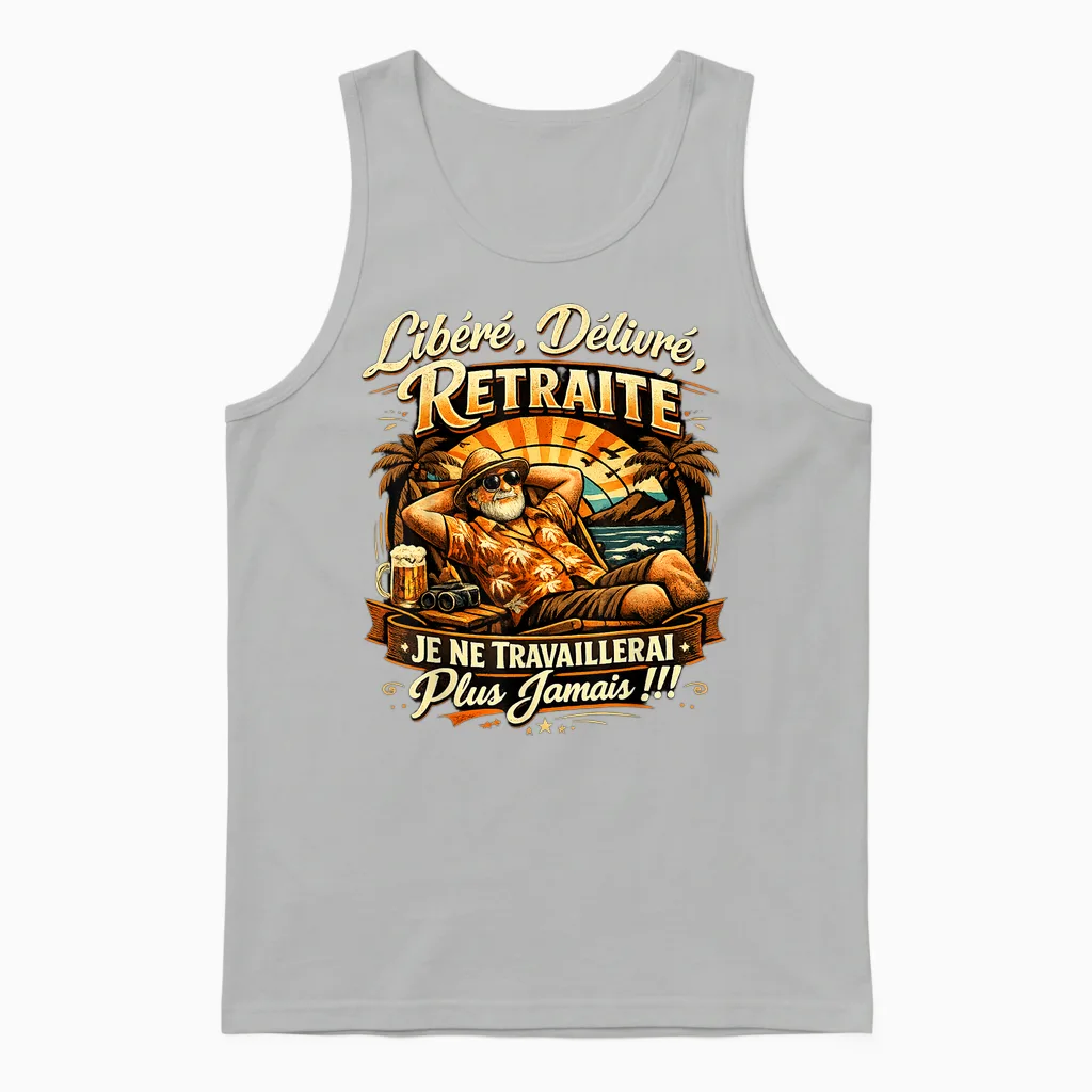 Gift Retirement Man Released Original Humor Unisex Tank Top in Ash