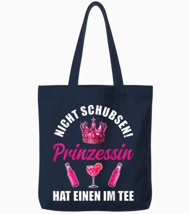 Princess Not Pushing Jga Party Mallorca Malle Saufen T-Shirt, Black Tote Bags in Navy