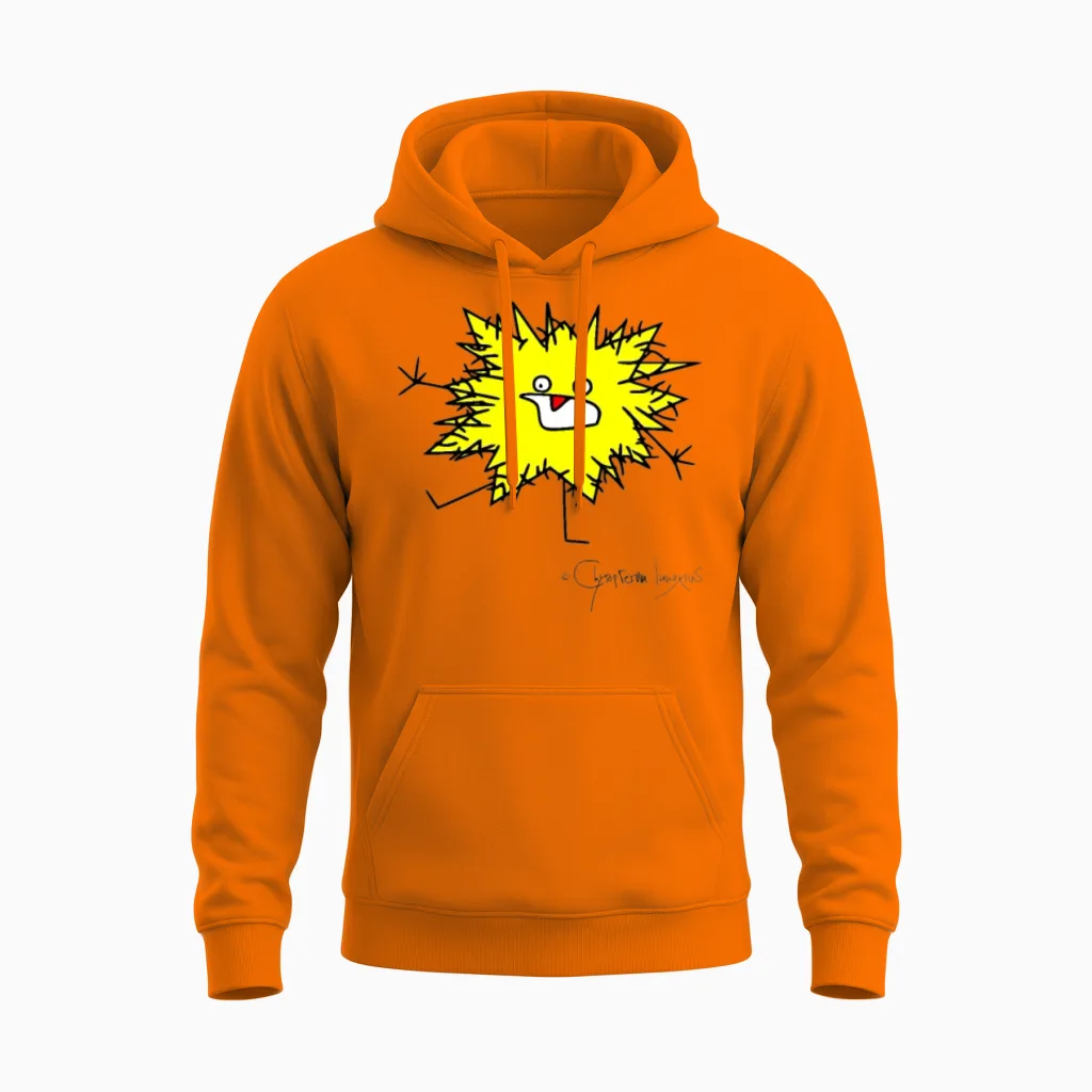 Woolly Beastie Freaks Out Β© Chyropterum Innoxius Unisex Hoodie in Safety Orange