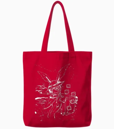 Down the Rabbit Hole White Tote Bags - Red