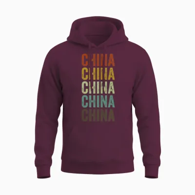 China Retro Vintage Unisex Hoodie - Maroon