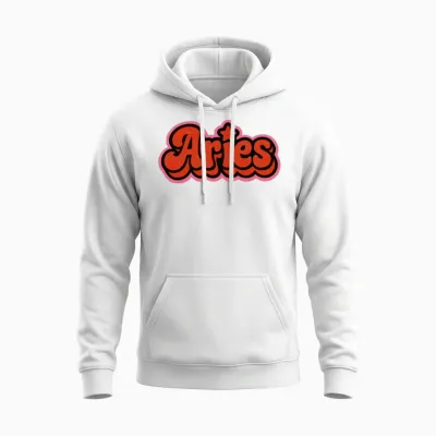 Aries Zodiac Retro Design Unisex Hoodie - White
