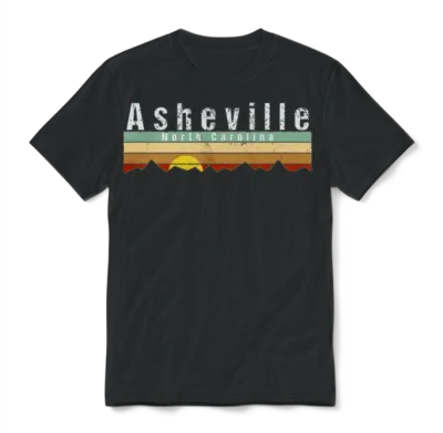 Retro Vintage Asheville Nc Unisex T-Shirt - Black